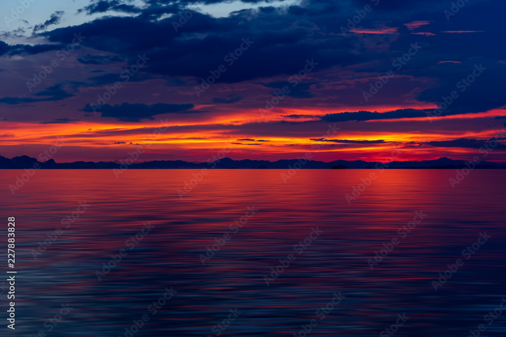 Sunset sky on the lake