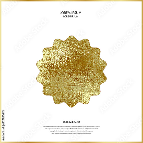 Premium quality golden label Gold sign. Shiny, luxury badge. Best choice, price. Limited edition. Foil Sale sticker. Logo of trendy star shape. Sunburst design elements. Gold postal stamp and postmark