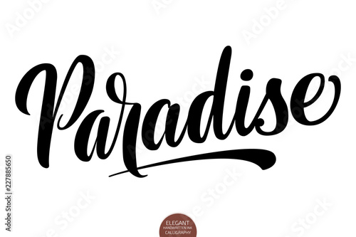 Hand drawn lettering Paradise. Elegant isolated modern handwritten calligraphy. Vector Ink illustration. Typography poster on white background. For cards, invitations, prints etc.