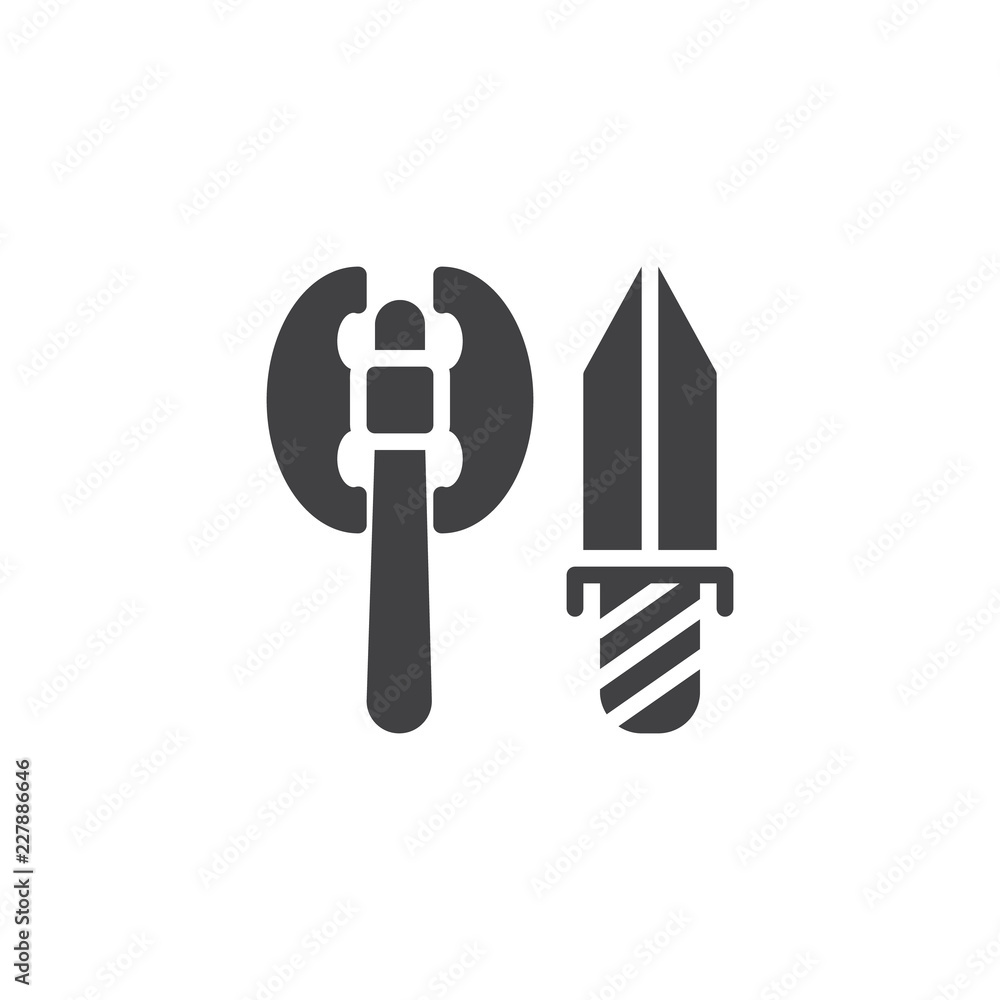 Battle ax and sword vector icon. filled flat sign for mobile concept and web design. Antique medieval weapon simple solid icon. Symbol, logo illustration. Pixel perfect vector graphics Battle ax and sword vector icon. filled flat sign for mobile concept and web design. Antique medieval weapon simple solid icon. Symbol, logo illustration. Pixel perfect vector graphics