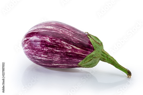 Uncooked Graffiti eggplant on a white background