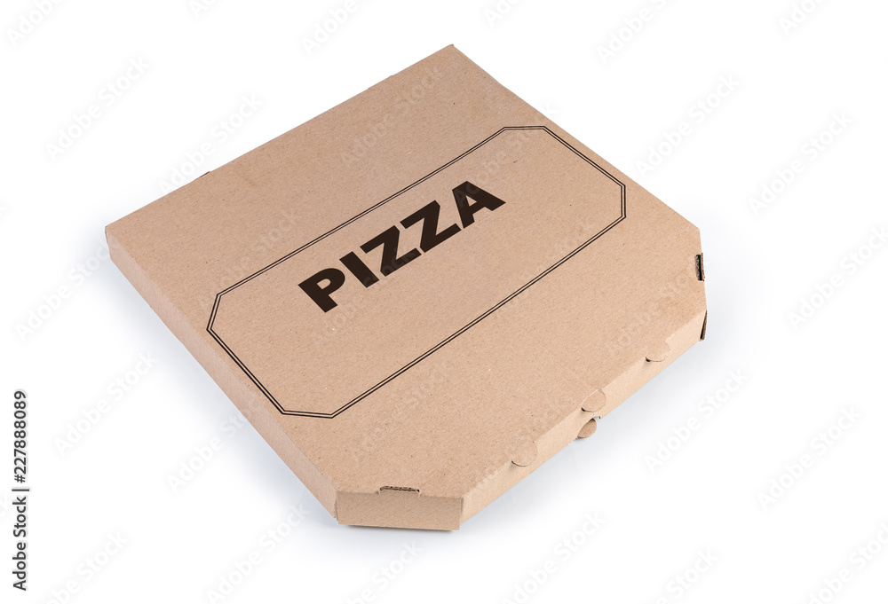 Cardboard pizza box on a white background Cardboard pizza box on a white background
