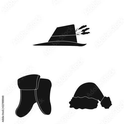 Vector design of headgear and cap symbol. Collection of headgear and accessory stock symbol for web.