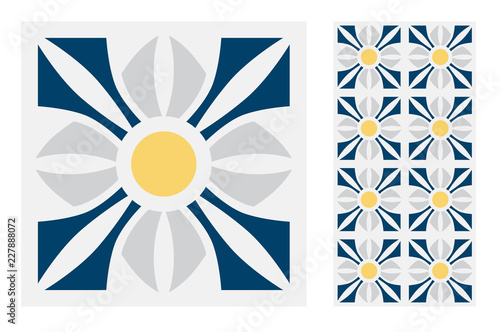 tiles Portuguese patterns antique seamless design in Vector illustration vintage