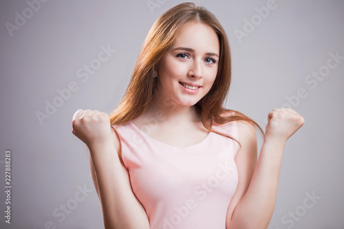 Wallpaper Mural Yes, I did it. Beautiful young woman happy and excited expressing winning gesture. Torontodigital.ca