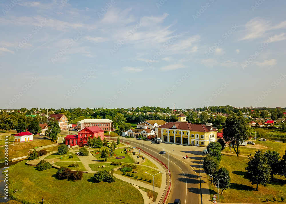 Aerial view of historic city center in Orsha Belarus