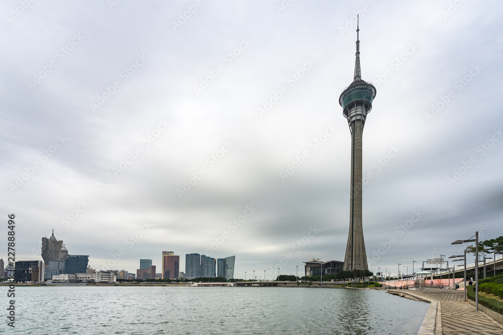 Macau Tower is a popular landmark with an observation deck where is possible to enjoy the beautiful aerial view of the city