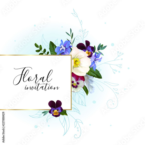 Floral cute background with watercolor effect
