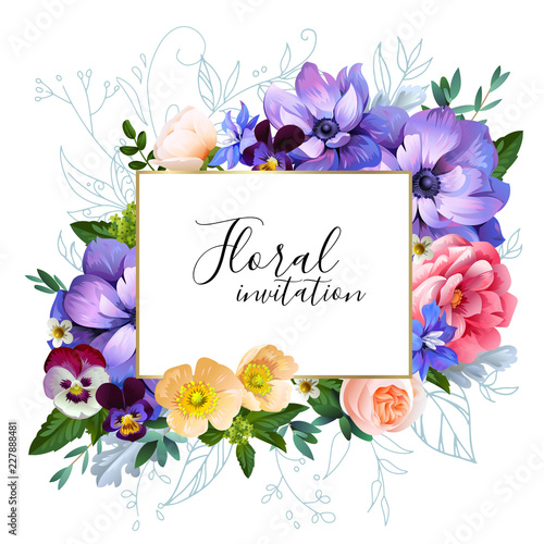 Floral cute background with watercolor effect
