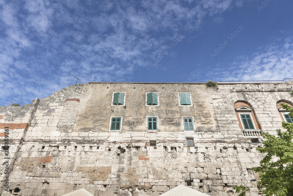 Wall of roman Diocletian's palace in Split, Croatia