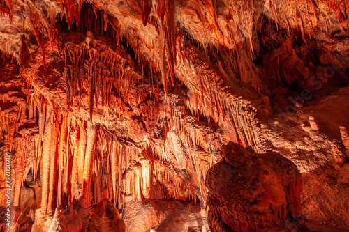 Ancient limestone cave with stalactites in Australia