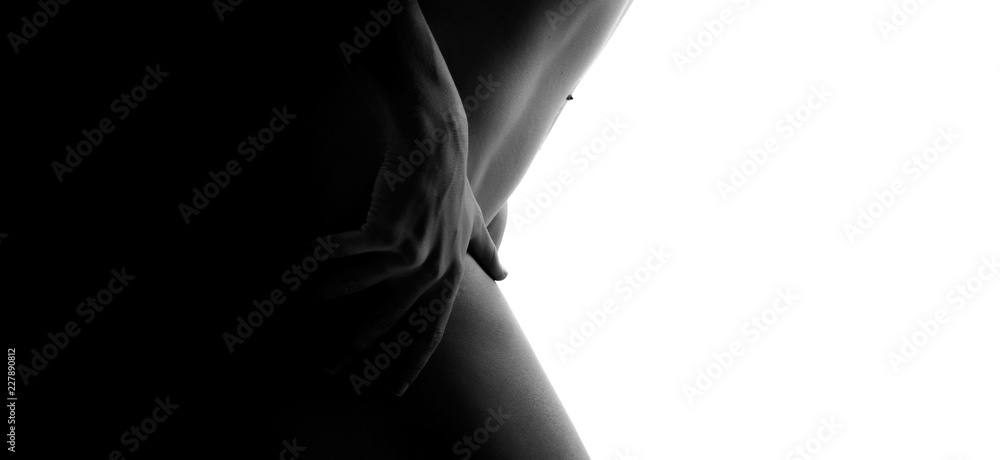 Fototapeta premium Naked pretty girl on white background
