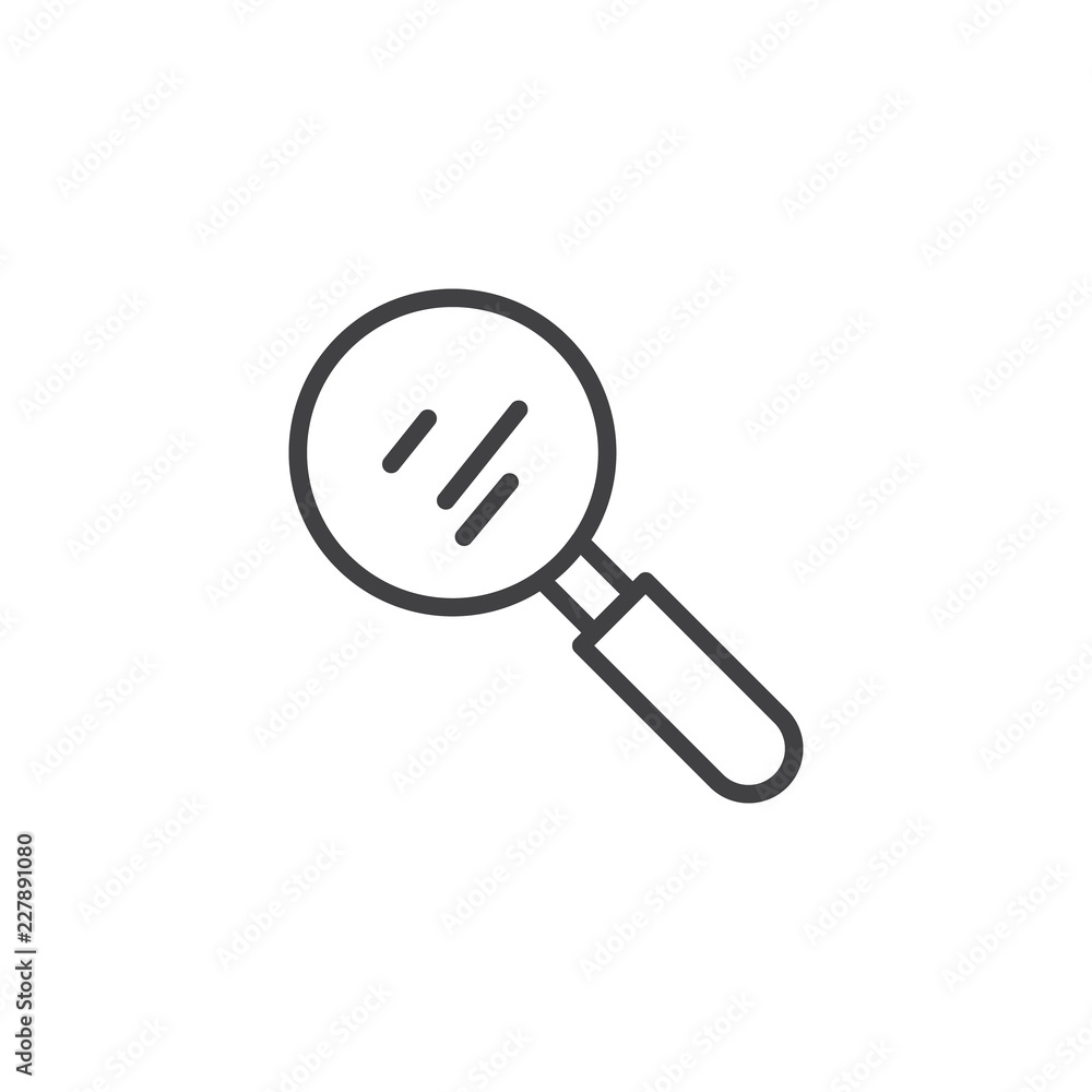 Magnifying glass outline icon. linear style sign for mobile concept and web design. Magnifier simple line vector icon. Symbol, logo illustration. Pixel perfect vector graphics Magnifying glass outline icon. linear style sign for mobile concept and web design. Magnifier simple line vector icon. Symbol, logo illustration. Pixel perfect vector graphics