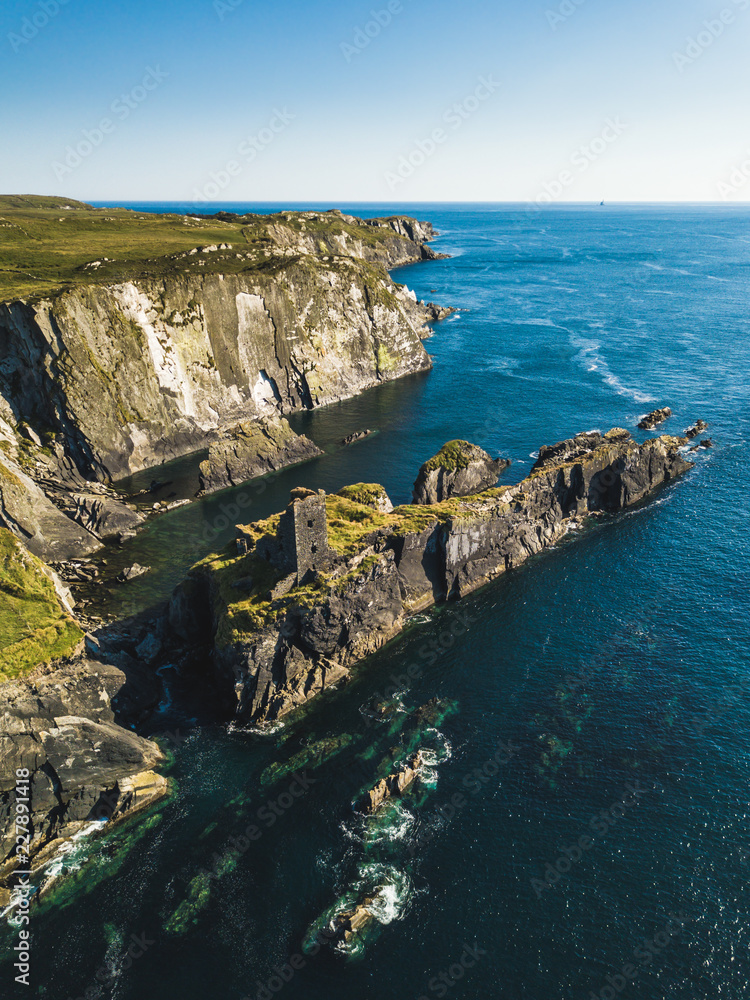 Castle in island above the sea in Ireland