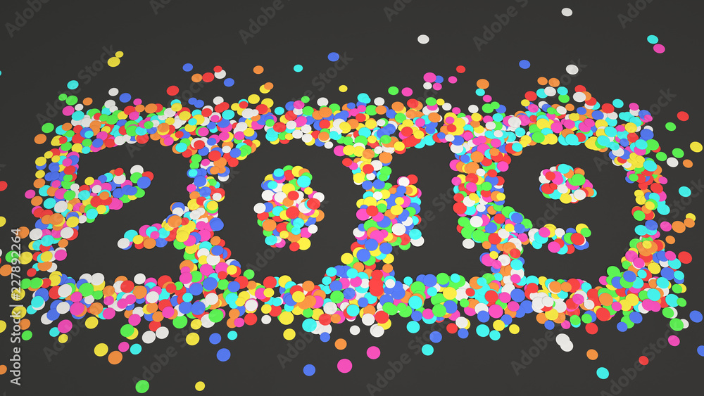 2019 number made from colorful confetti 2019 number made from colorful confetti