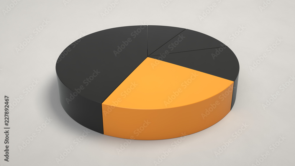 Obraz premium Black pie chart with one orange sector