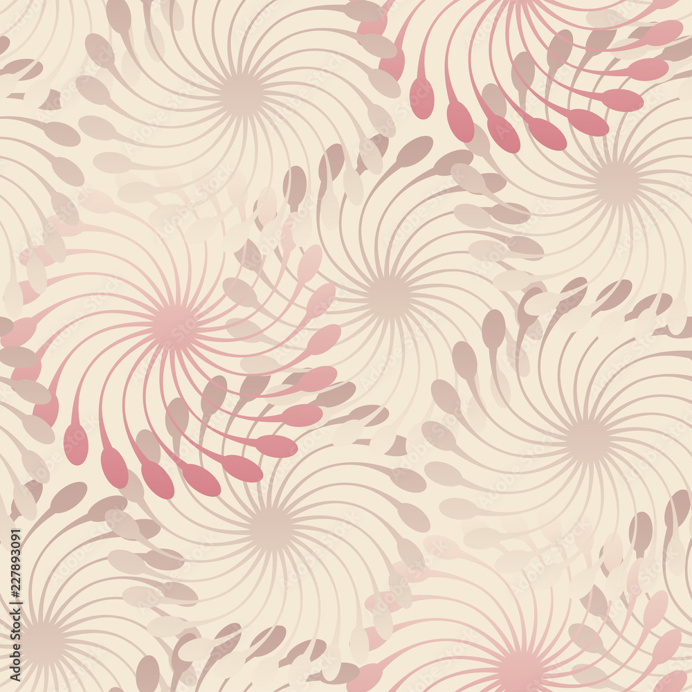 stylized flowers field in soft ivory pink shades