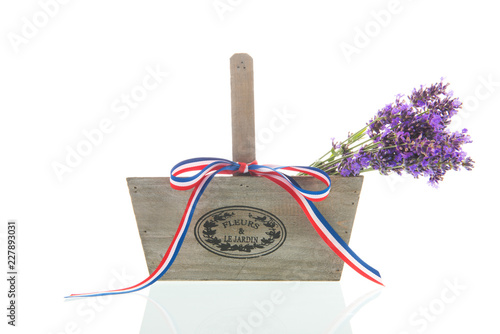 Fototapeta Naklejka Na Ścianę i Meble -  Harvest basket with bouquet Lavender