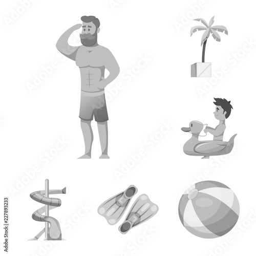 Vector illustration of pool and swimming sign. Set of pool and activity vector icon for stock.