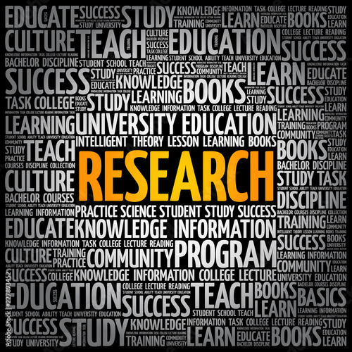 Research word cloud collage, education concept background