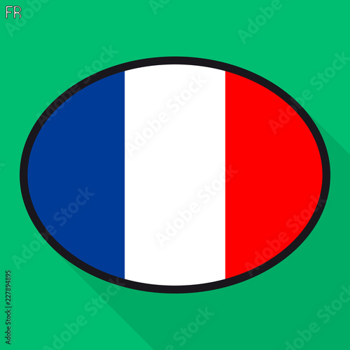 French flag speech bubble, social media communication sign, flat business oval icon.