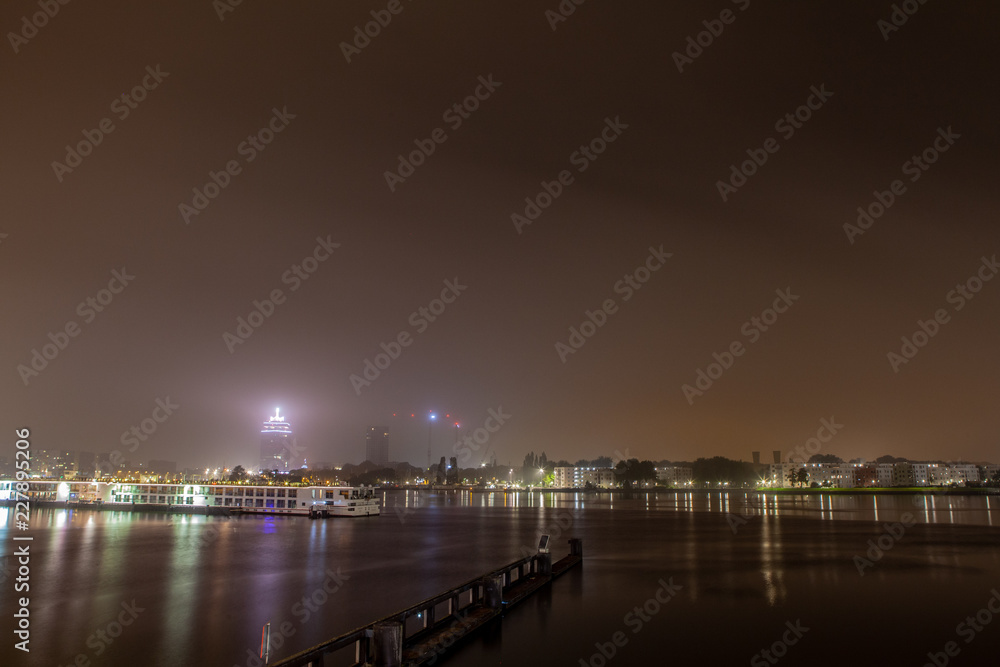 Amsterdam port at night