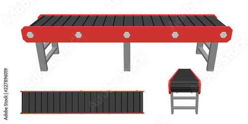Empty conveyor belt. Isolated on white background. 3d Vector illustration. photo