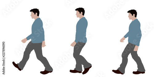Walking man. Isolated on wh...