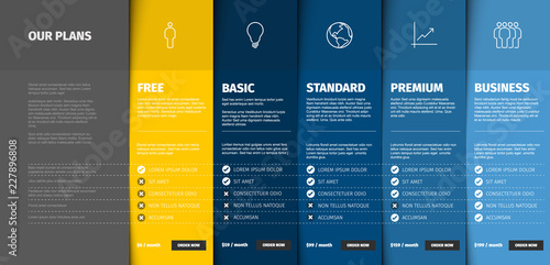Product / service price comparison table