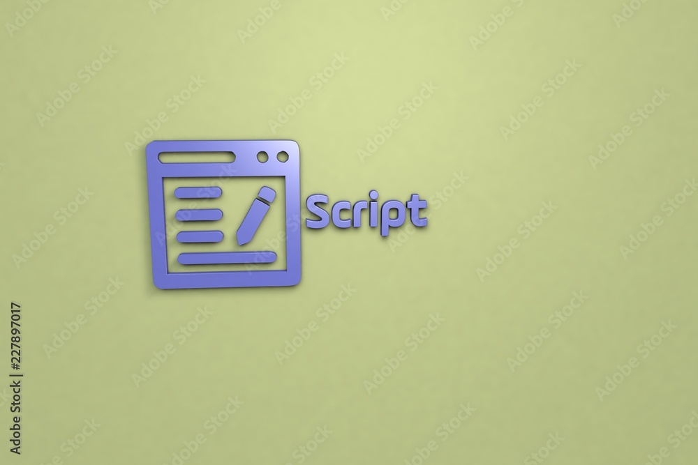 Illustration of Script with blue text on green background Illustration of Script with blue text on green background