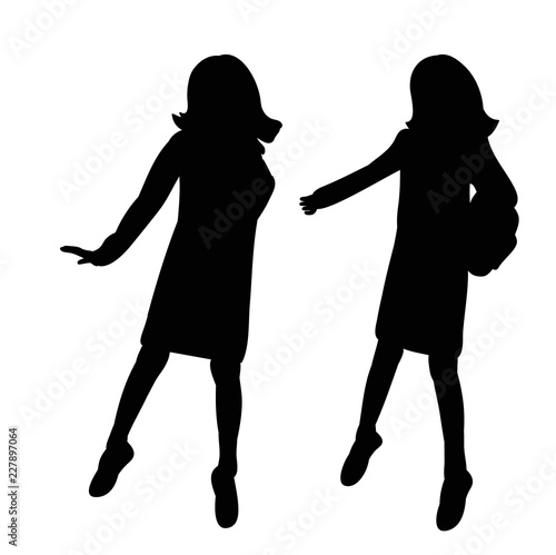 isolated silhouette girl jumping