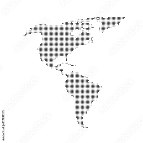 Grey dotted North and South America map vector flat design