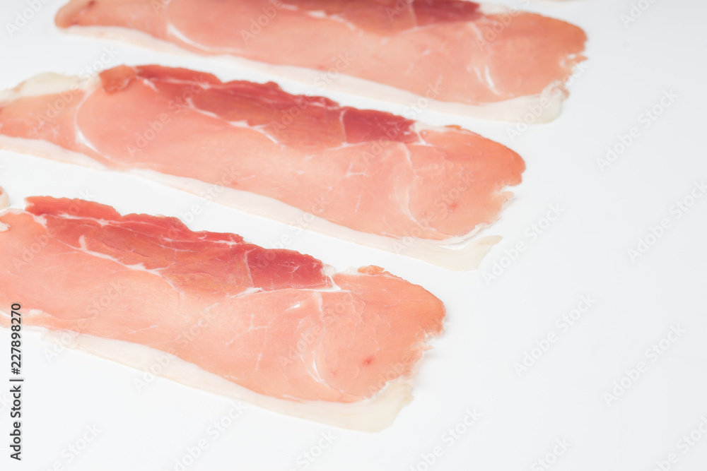 Fresh Sliced Pork Bacon isolated on white background Fresh Sliced Pork Bacon isolated on white background
