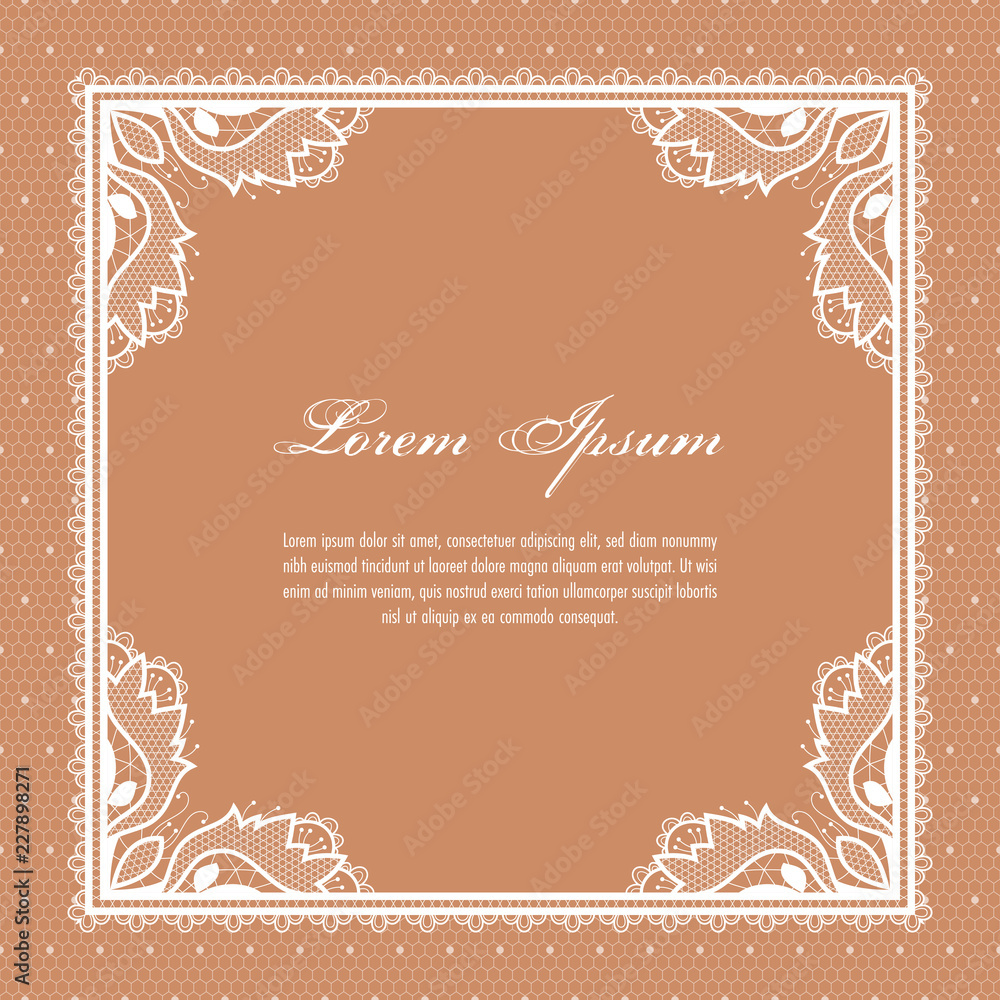 Naklejka premium Wedding card or invitation template with a filigree lace floral pattern