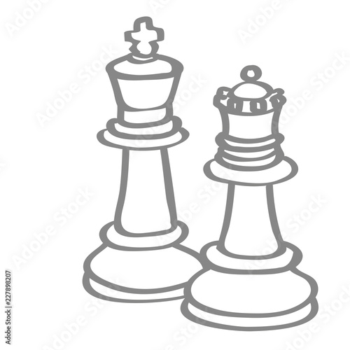 Handgezeichnete Schachfiguren in grau