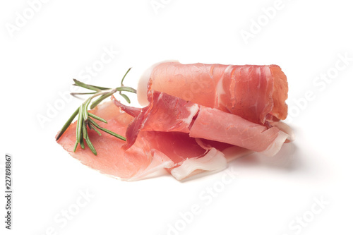Sliced bacon isolated on white background cutout