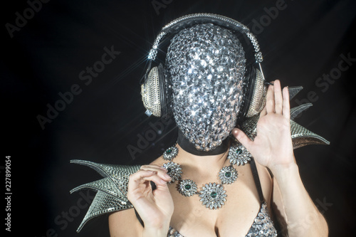woman dancer with diamond mask