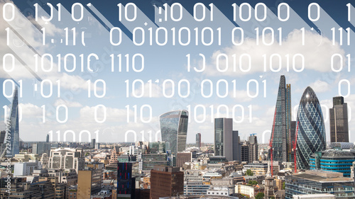 Canvas Print london skyline and data code
