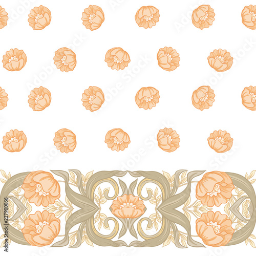 Seamless pattern, background with floral ornament In art nouveau style