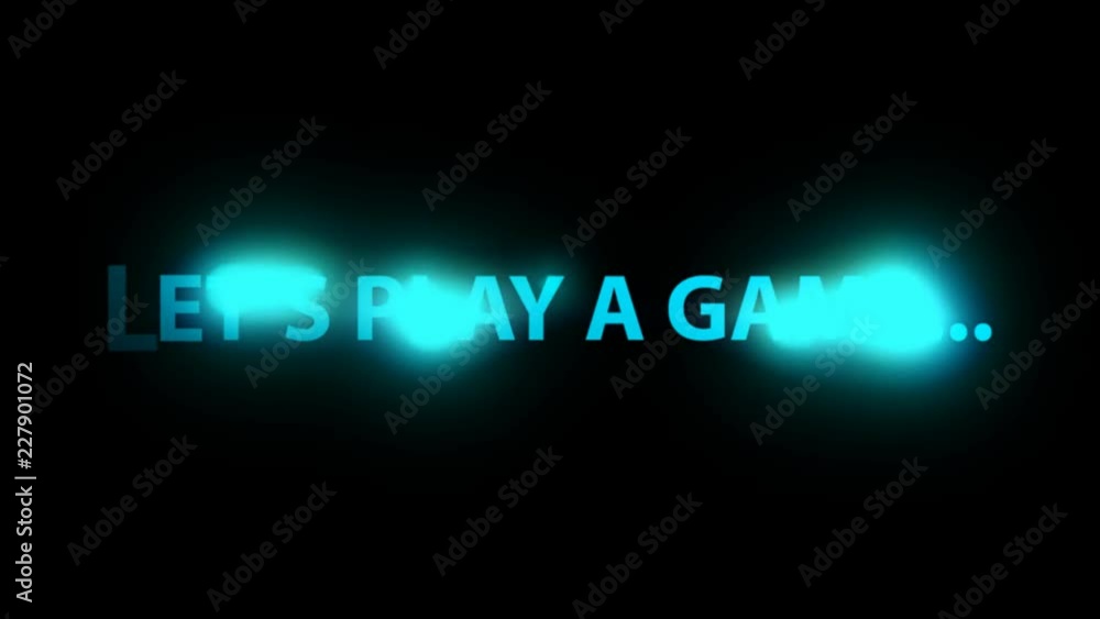 Animation text, lets play a game, blue neon light letters Animation text, lets play a game, blue neon light letters
