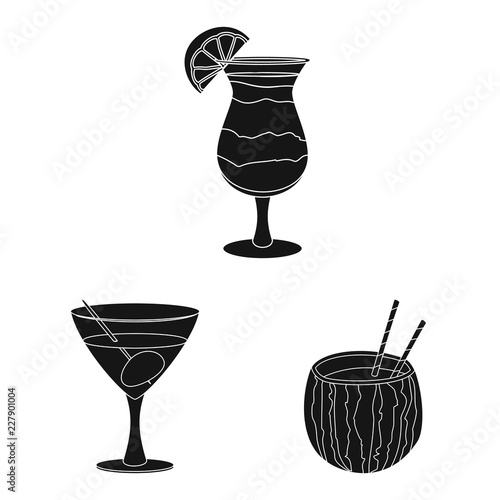Vector design of drink and bar logo. Collection of drink and party stock symbol for web.