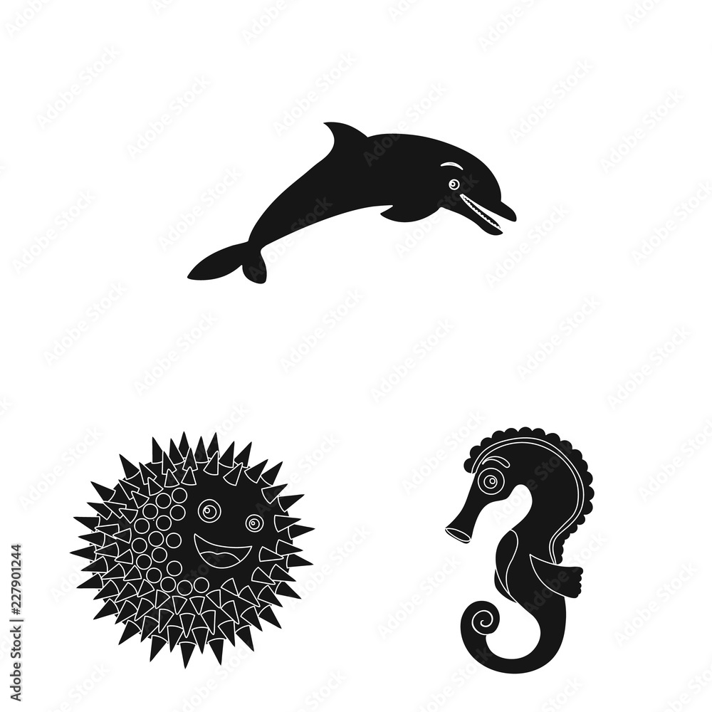 Fototapeta premium Vector illustration of sea and animal logo. Set of sea and marine stock vector illustration.