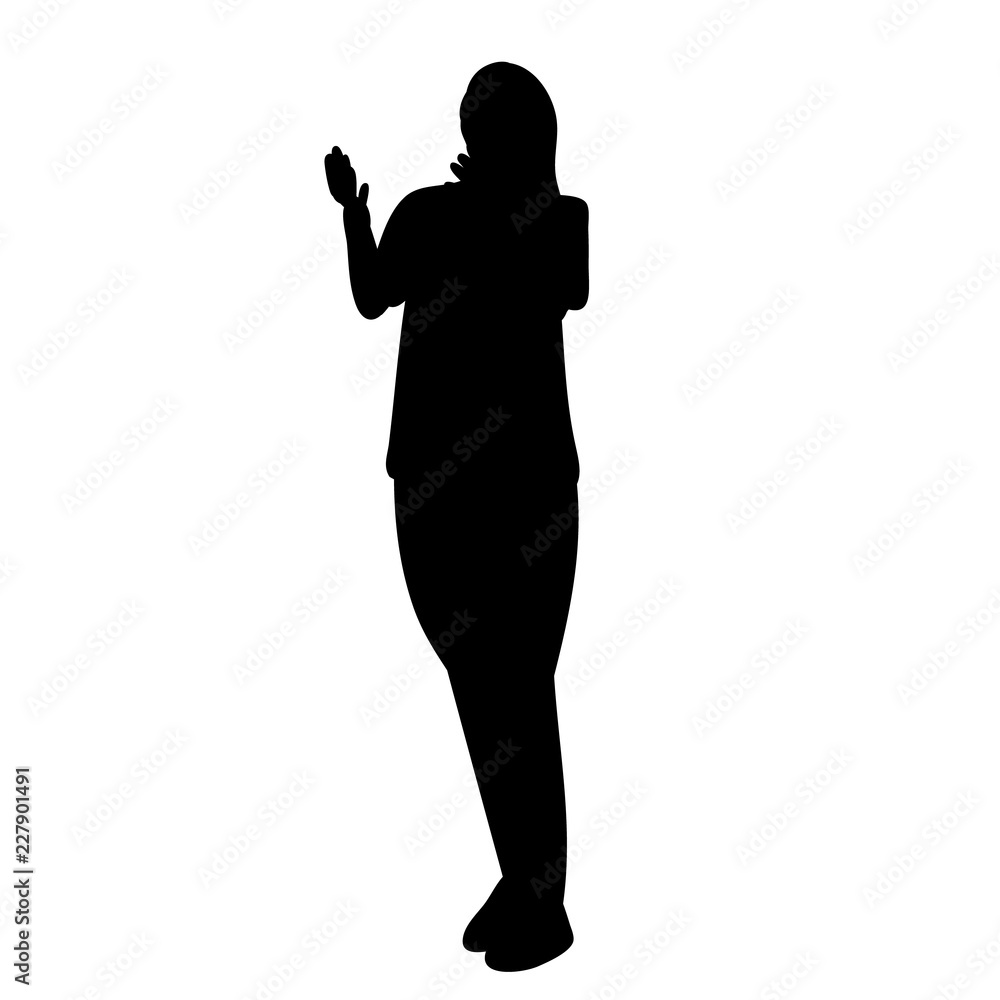 white background, silhouette of a girl pulling her hands