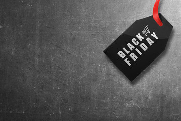 Black friday label with red rope