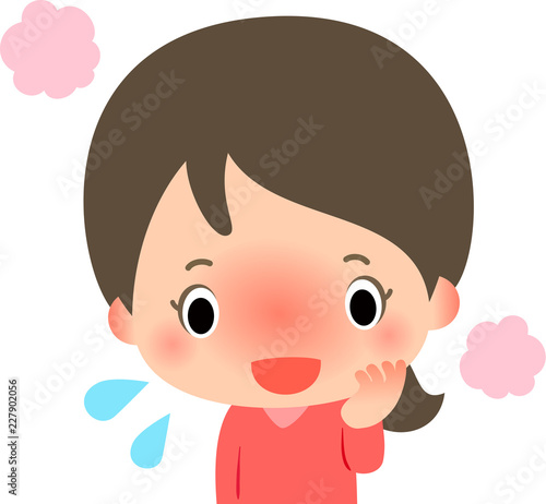 照れて顔が赤くなった女性