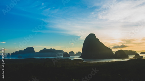 Beautiful View of Phang Nga Bay in Samed Nang Chee Viewpoint  Phang Nga  Thailand