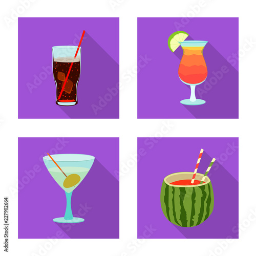 Vector illustration of drink and bar icon. Set of drink and party stock vector illustration.