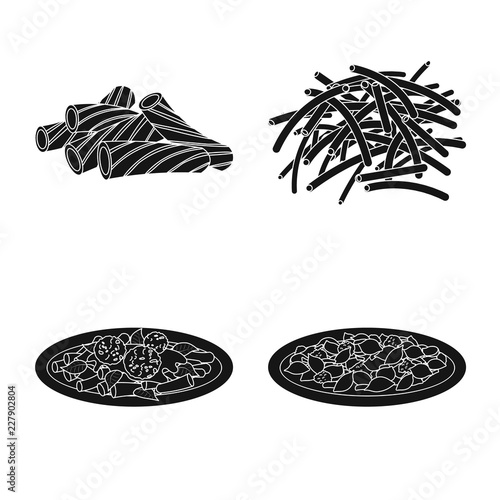 Isolated object of pasta and carbohydrate icon. Collection of pasta and macaroni stock vector illustration.