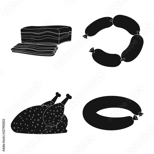 Vector illustration of meat and ham icon. Collection of meat and cooking stock symbol for web.