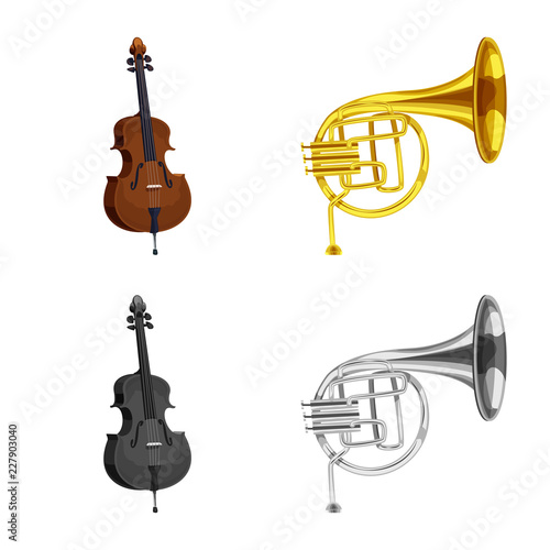 Vector illustration of music and tune icon. Set of music and tool stock vector illustration.